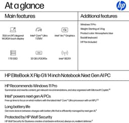 HP EliteBook X Flip G1i Next Gen AI PC Copilot+ PC Intel Core Ultra 7 258V Hybride (2-in-1) 35,6 cm (14") Touchscreen WUXGA 32 GB LPDDR5x-SDRAM 1 TB SSD Wi-Fi 7 (802.11be) Windows 11 Pro Blauw — thumbnail 10