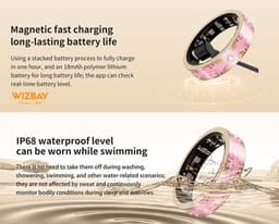 WizBay Premium Select® Bohemian Smart Ring - Mars Green - Hartslag, Slaap en Zuurstofmeting - Activiteitstracker - Maat 7 — thumbnail 6