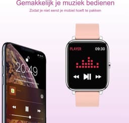 Belesy® HUNDRED - Smartwatch Dames - Smartwatch Heren - Horloge - 1.3 inch - Kleurenscherm - Full Touch - Stappenteller - Multi Sport - 100+ Watchfaces - Siliconen - Roze — thumbnail 9