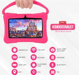 ZINLY® Kindertablet - Tablet - 7 inch - Android 10.0 - Langdurig gebruik - Kids Proof - Kinder tablet voor kinderen vanaf 3 jaar Incl beschermhoes & Ouderlijk Toezicht App - Roze — thumbnail 10