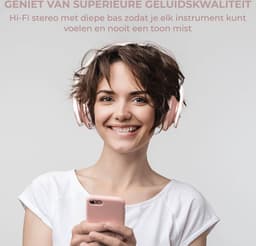 PowerLocus P1 Bluetooth Koptelefoon – Draadloos – Over Ear – Met Microfoon – Inklapbaar - incl. Hoes – Rose Gold — thumbnail 10