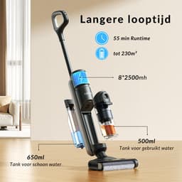 Horniture - LARESAR M3 Steelstofzuiger Draadloos - Nat-Droog Elektrische Dweil met Zelfreiniging - Edge Cleaning - HEPA Filter - 3 Slimme Modus Instellingen - Voor Alle Vloertypes — thumbnail 2