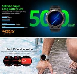 WizBay Premium Select® Smartwatch 1.43 AMOLED - Bellen - GPS - Altitude Luchtdruk Meter - Kompas -AI Voice Assist - Hart Monitor - O2 - Multi Sport Modi - Slaap - Message - Smartwatches - Zwarte Case - Zwarte TPU Band — thumbnail 16