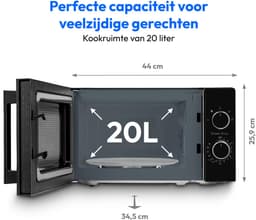 MEDION magnetron (20 liter, 800 watt, 5 magnetronstanden, ontdooifunctie, timer, glasplaat, compact, MD12011) zwart — thumbnail 5