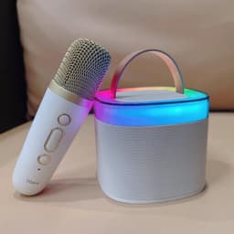 Viatel Creatieve Rgb Kleurrijke Verlichting Mini Karaoke Draagbare Draadloze Bluetooth Speaker Met Microfoon Outdoor Stereo Subwoofer — thumbnail 10