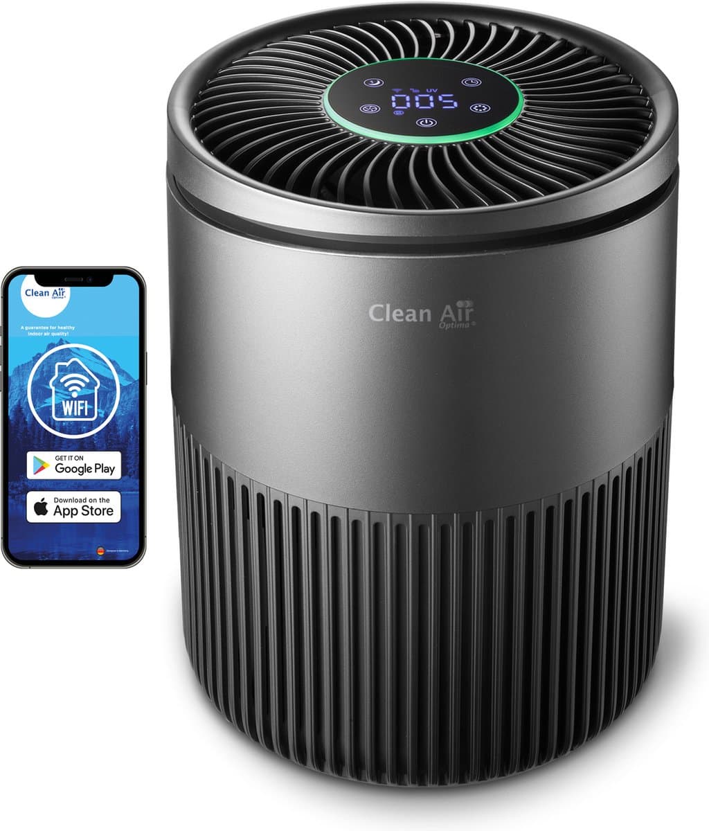 Clean Air Optima® CA-503T Compact Smart - Intelligente HEPA UV-C Ionisator Luchtreiniger - 360° Airflow - Ultrastil met sleepmode! <10dB(A)! — afbeelding 1