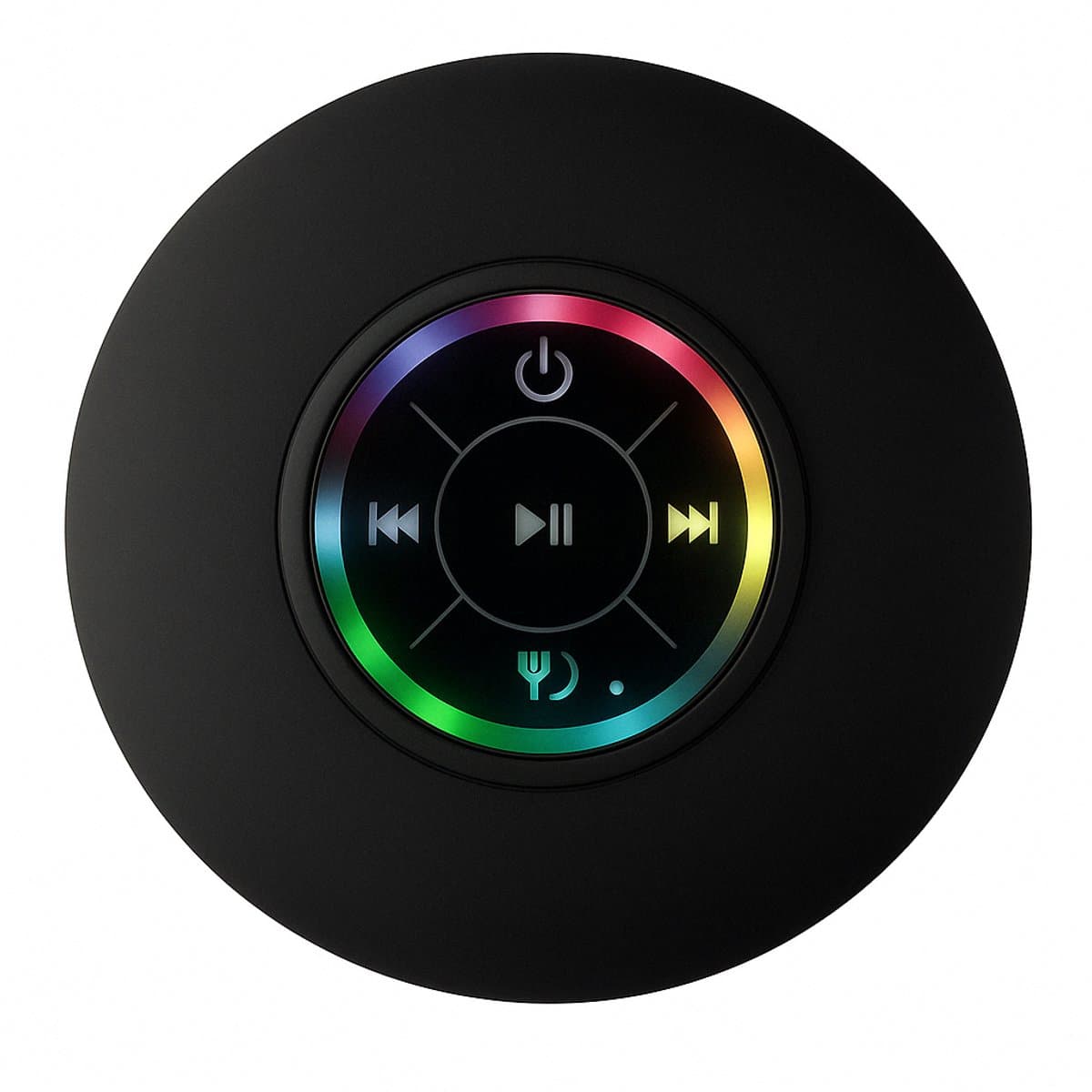 JustValue Douche Speaker - 6 x 6 x 3 CM - Bluetooth Badkamer Speaker - Waterproof - RGB Led Verlichting - Zwart — afbeelding 1