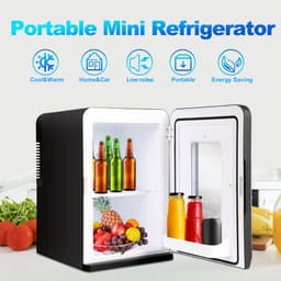 Mobiele Mini koelkast - 15 Liter - Koelen & Verwarmingsfunctie - AC DC 220-240V/12V Auto Aansluiting - 2 in 1 Draagbaar - Zwarte Glazen Deur - Mini Beauty Fridge - Skincare, Medicijnen, Eten, Drinken — thumbnail 6