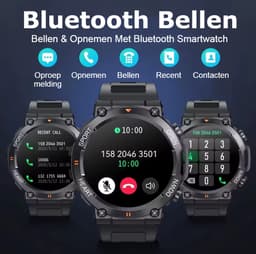 Smartwatch, KH-56-ZWART, Smartwatch Dames en Heren, Horloge, Smartwatch Bluetooth, Sporthorloge, Horloge Heren en Dames, Activity Tracker, Smartwatch Android, IPS Scherm, IP67 WATERDICHT, 30 Dagen Standby, Smartwatches geschikt voor IOS, Android — thumbnail 12
