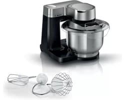Bosch MUM Serie 2 - MUMS2VM00 - Keukenmachine - 900W - Keukenrobot - Keukenmixer - Mixer met Mengkom 3,8L - Zwart/RVS