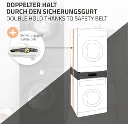 Tussenstuk voor wasmachine en droger – Universeel tussenbouwframe met lade 60,5x54 cm in zwart ML design — thumbnail 6