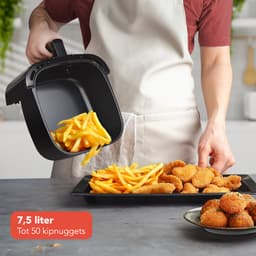 KitchenBrothers Airfryer XXL - PFAS-Vrij - 1800W - 7.5L - Heteluchtfriteuse - Dual Heating - 50ºC tot 200ºC - 10 Kookprogramma's - Zwart — thumbnail 5