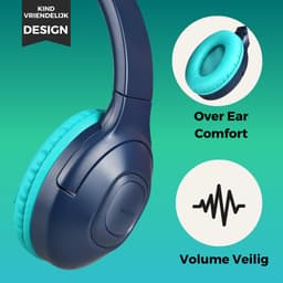 WiseQ Onbreekbare Draadloze Kinderkoptelefoon – Koptelefoon Kind Bluetooth – Koptelefoon Kinderen Draadloos – Over Ear – 45 Uur Batterij – Met Microfoon – Volumebegrenzer – Blauw — thumbnail 3
