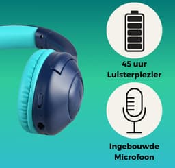 WiseQ Onbreekbare Draadloze Kinderkoptelefoon – Koptelefoon Kind Bluetooth – Koptelefoon Kinderen Draadloos – Over Ear – 45 Uur Batterij – Met Microfoon – Volumebegrenzer – Blauw — thumbnail 4