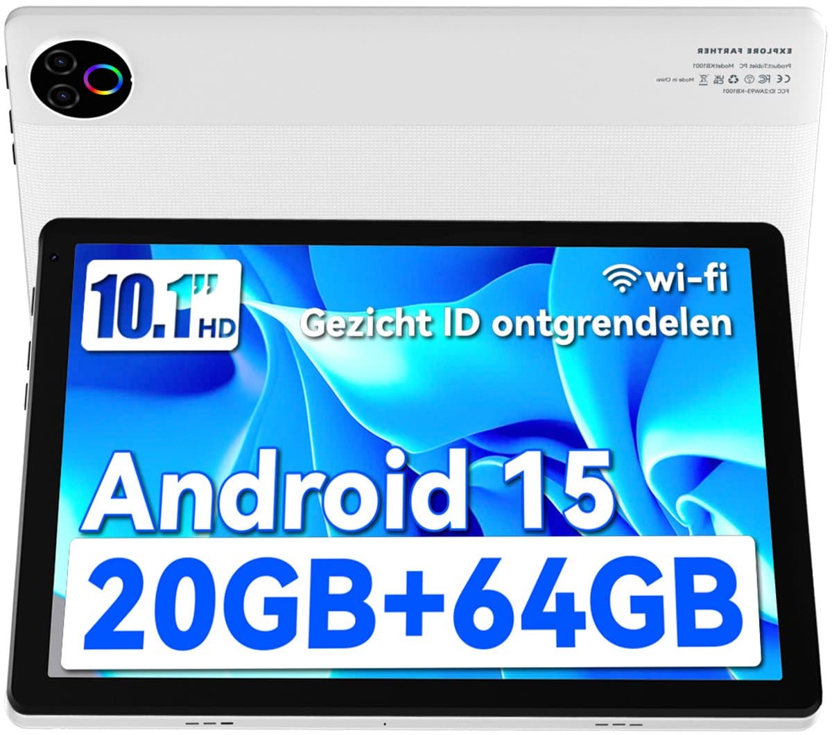 Hotlight C10 - Android 15 Tablet - 10.1 inch - 20(3+17)GB RAM/64GB ROM– 5000mAh - Wit — afbeelding 1
