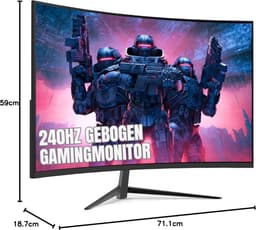 Quvo® Gaming Monitor 240hz - Gaming Monitor - Zwart - 18xm x 72cm x 59cm ; 5.5 kg — thumbnail 6