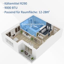 3-in-1 Mobiele Airco - Draagbare Airconditioner - 3-in-1 Koelen, Ontvochtiger & Ventilator - 9000 BTU - voor 12-28 m² - met Afstandsbediening & 24-uurs Timer - Wit — thumbnail 5