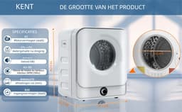 Wäschetrockner 3,0 kg – 830 W – 62 dB – 5 programma's – wandmontage – compact – voor wasruimtes – 49,5x43,5x59,5 cm – 1 st – wit — thumbnail 8