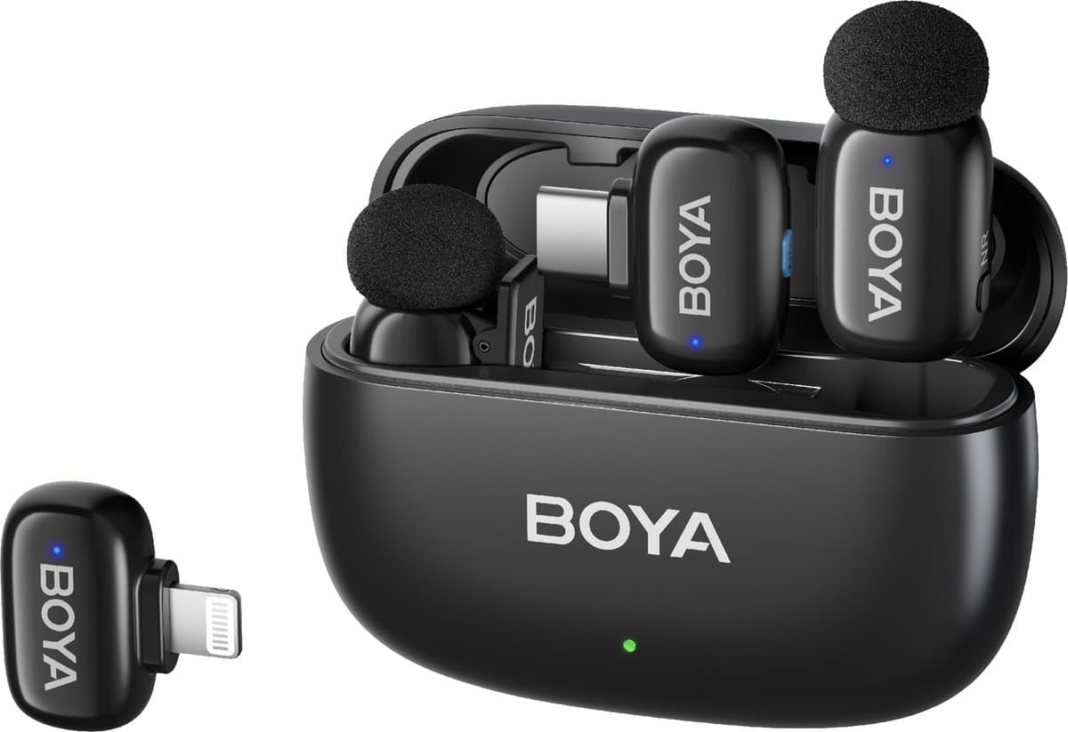 Boya Mini-12 2.4 GHz Ultra Mini Wireless Microphone Black (2TX+2RX) — afbeelding 1