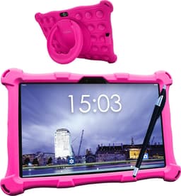 AngelTech Kindertablet XL – 3+4GB RAM - 32+64GB – Android 14 - 100%Kidsproof – Extra Groot – Vanaf 3 Jaar - Ook Voor Volwassen Gebruik - 10 Inch - Ouderlijk Toezicht – Fidgy Beschermhoes – Roze — thumbnail 1