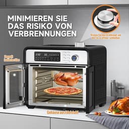 XXL Heteluchtfriteuse 28L Mini-Oven met Circulatie 1700W 18 Programma's 7 Accessoires incl. Draaispies en Dubbele Ventilator — thumbnail 6