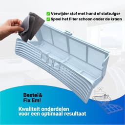 Fixem® Geschikt voor Aeg, Electrolux, Zanussi Filter 1366019014, 8581366019017 pluizenfilter - pluizenzeef droger filter - 325x310x75 mm - 1 Stuk — thumbnail 8