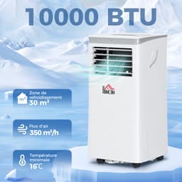 HOMCOM Draagbare airconditioner - ABS - 35 x 34,8 x 70 cm - Wit — thumbnail 6