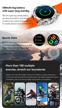 WizBay Premium Select® Sport Smartwatch - 1,39 Inch IPS Scherm - Bluetooth Bellen - Hartslag Bloeddruk Zuurstof - 100+ Sportstanden - 400mAh - Zwart — thumbnail 7