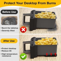 Heißluftfritteuse accessoires Gescht voor Ninja, Philips en COSORI, 2 stuks hittebestendige onderlaag siliconen voor universele Airfryer-mand, 16 x 11 cm verbrandingswerende siliconen tafelmat (Zwart-2) — thumbnail 8