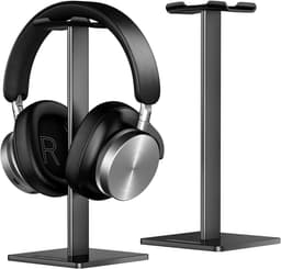 Universele hoofdtelefoonhouder geschikt voor Over-ear hoofdtelefoons van Sennheiser, Sony, Audio-Technica, Bose, Shure, AKG, gaming- en displayheadsets, aluminium + TPU + ABS, zwart — thumbnail 1