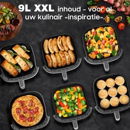Dewelling XXL 9L AF80D10W Heteluchtfriteuse met kijkvenster – 2350 W Airfryer, 360° Luchtcirculatie, LED-Touchscreen, 9 Programma’s, Schudherinnering — thumbnail 10