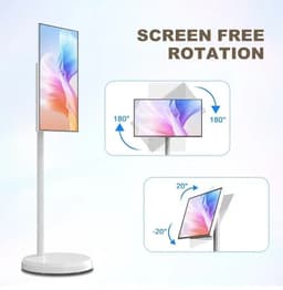 House of Balance Verrijdbaar Smartscreen - Tablet op Verrijdbare standaard - 21.5 Inch - Draaibaar - Wit - Koken Gaming Videocalls - Multifunctioneel — thumbnail 5