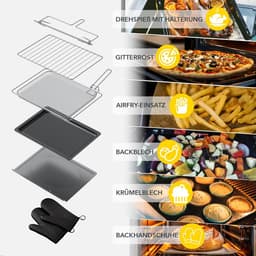 Heinrich´s HMO 8407 Oven met hete lucht - 60L – Oven met draaispit, airfryer-inzetstuk – binnenverlichting - 2000W — thumbnail 4