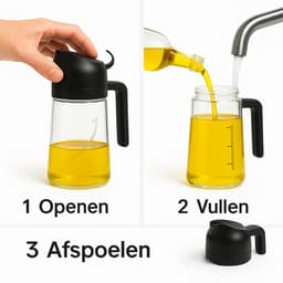 Olijfolie sprayer 500 ml - 2-in-1 spray en schenktuit - Glas met BPA-vrije delen - Fijne nevel voor precieze dosering - Lekvrij schenken zonder knoeien - Voor airfryer pan salades en grillen — thumbnail 3