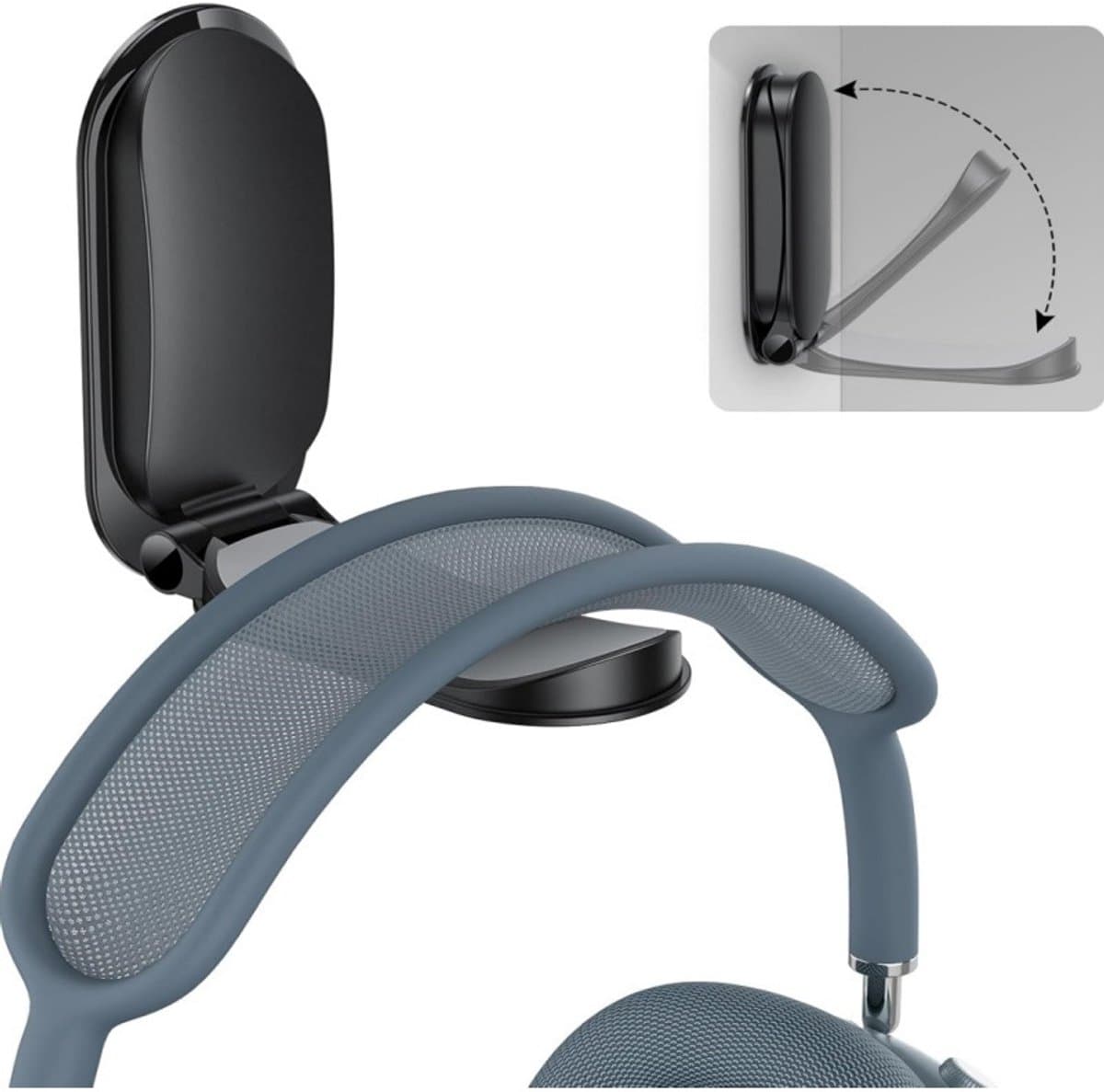 Koptelefoonstandaard, bureaustandaard - zelfklevende koptelefoonhaak, vast, gaming koptelefoonstandaard onder het bureau, magnetische opvouwbare koptelefoonclip, Geschikt voor Sony clipstandaard, Beats — afbeelding 1