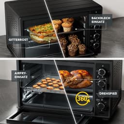 Heinrich´s HMO 8401 Mini-oven met hete lucht - 30L - kleine oven met draaispit, airfryer-inzetstuk – binnenverlichting - 1600W — thumbnail 10