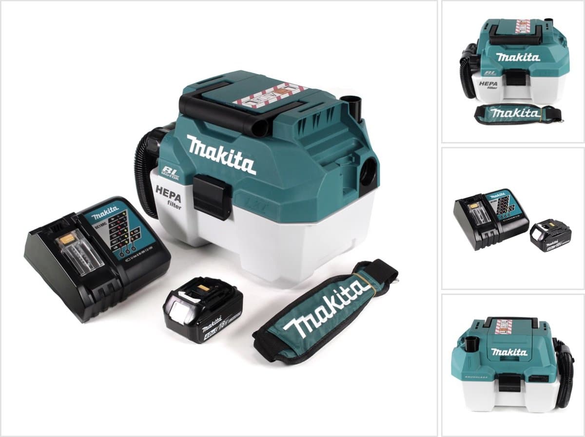 Makita DVC 750 LRM1X3 accustofzuiger nat- en droogzuiger 18 V draagbaar + 1x 4,0 Ah accu en lader - zonder accessoires — afbeelding 1
