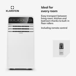 Klarstein Mobiele airconditioner met luchtafvoerslang, 4-in-1 airconditioner met ventilator, luchtontvochtiger & nachtmodus, Kleine & draagbare airconditioner voor thuis & op kantoor, Laag verbruik, 9000 BTU,6 kW voor 33 m² - Afstandsbediening — thumbnail 7