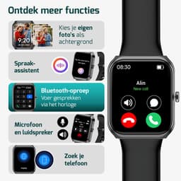 FITAGE Smartwatch - Smartwatches - Stappenteller - Sporthorloge - Smart watch - Activity Tracker - Dames en Heren - Zwart — thumbnail 9