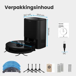 Auronic Robotstofzuiger - Met Dweilfunctie - WiFi en App - Laadstation - Huisdieren - Dweilrobot - Laser Navigatie - Automatisch Leegstation - Zwart — thumbnail 9