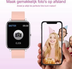 Belesy® HUNDRED - Smartwatch Dames - Smartwatch Heren - Horloge - 1.3 inch - Kleurenscherm - Full Touch - Stappenteller - Multi Sport - 100+ Watchfaces - Siliconen - Roze — thumbnail 6