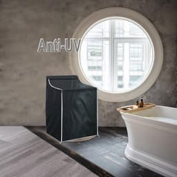 Hoes voor wasmachine en droger, beschermhoes voor wasmachine met bovenlader, stof- en waterdicht, ritssluiting voor eenvoudig gebruik, geschikt voor de meeste wasmachines met voorlader (zwart). — thumbnail 2