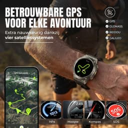Siltcon® Vortex GPS Smartwatch Heren en Dames - Sport Horloge - Horloge Heren - Stappenteller - Hartslagmeter - Saturatiemeter - Belfunctie - 200+ Sportmodi - Kompas - Zaklamp - Waterdicht - AMOLED - Geschikt voor iOS/Android - 5 Bandjes — thumbnail 6