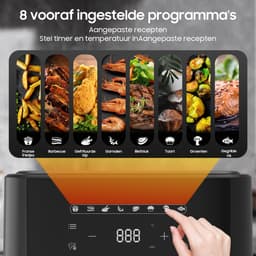 Dewelling XL 6,5 L Airfryer 625A – 1700 W heteluchtfriteuse met metalen binnenruimte, 8 programma’s en touchscreen– eenvoudig te reinigen — thumbnail 9