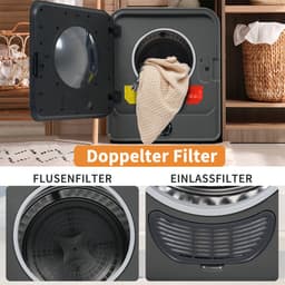 Re-purelife® Compacte Wasdroger met Afvoer voor Kleine Ruimtes - 3 kg Capaciteit (uitbreidbaar tot 4,5 kg) - 5 Programma's - Energieklasse G - Geschikt voor Opbouw of Opstelling - Stille Werking - 49.5*43.5x59.5 cm - Grijs — thumbnail 12