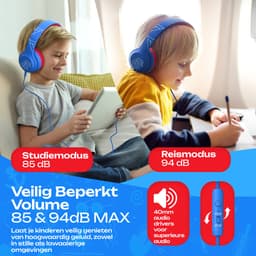 PowerLocus PLED Wired Kinder Koptelefoon met Draad USB-C - Koptelefoon voor kinderen - Veilig volume van 85dB en 94dB - Hoofdtelefoon - Met microfoon - Sharing Audio Functie - USB-C Blauw/Rood — thumbnail 7