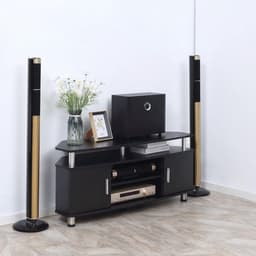Moderne Tv-bank met Multi-opslag en Gelaagd Ontwerp - 120x40x52cm Zwart Chroom — thumbnail 2