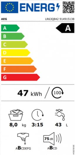 AEG LR63Q842 6000 serie ProSense® - Wasmachine - Energielabel A - 1400 toeren - 8 kg - NL/FR — thumbnail 2