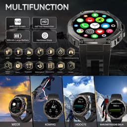 DrPhone CoreX Pro Tactical – Militair GPS Smartwatch – AMOLED – GPS GNSS – 10ATM Waterdicht – Bluetooth Bellen – Horloge Heren - NL Versie — thumbnail 12