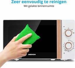 MEDION Magnetron (houtlook, 20 liter, 700 watt, spiegelende deur, 5 vermogensstanden, ontdooifunctie, timer, MD10596) wit — thumbnail 9